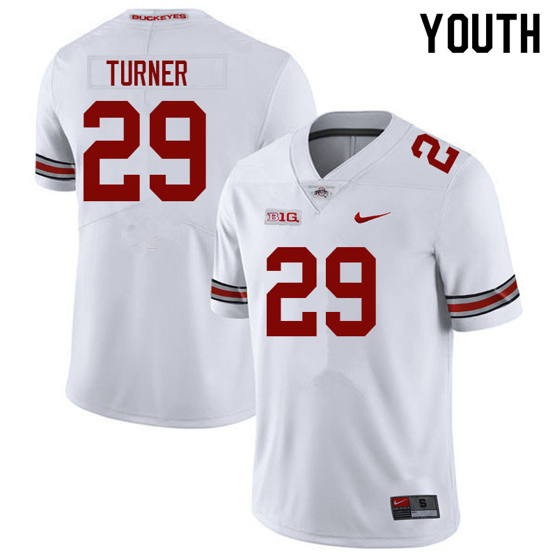 Ohio State Buckeyes Ryan Turner Youth #29 White Authentic Stitched College Football Jersey